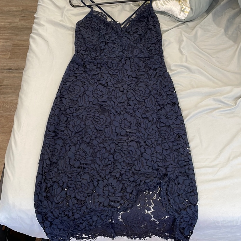 Lulus tight Lace navy dress worn once